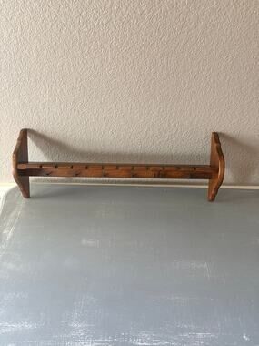 Vintage Solid Wood Spoon Display Wall Shelf Rack Teacup Saucer Collector 23”